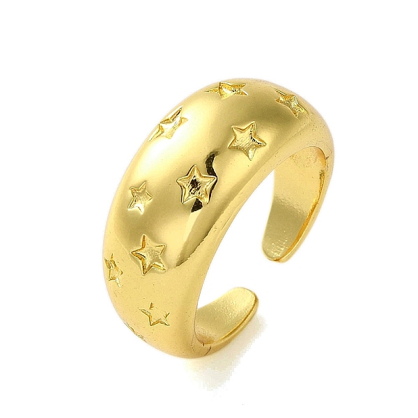 

PandaHall Brass Rings, Real 18K Gold Plated, Star, Inner Diameter: 18mm Brass Star