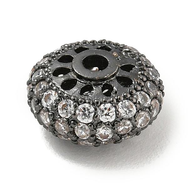 

PandaHall Brass Micro Pave Clear Cubic Zirconia Beads, Rondelle, Gunmetal, 10x6mm, Hole: 2mm Brass+Cubic Zirconia Rondelle Clear