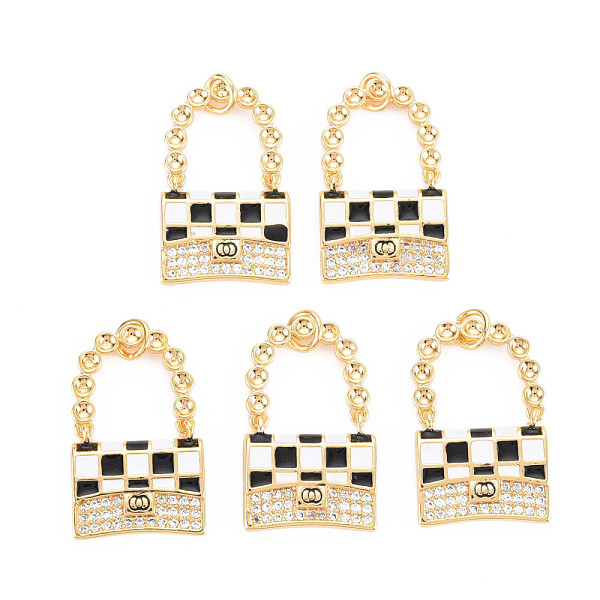 

PandaHall Brass Micro Pave Clear Cubic Zirconia Pendants, with Black & White Enamel, Nickel Free, Bag, Real 18K Gold Plated, 25x16x2.5mm...
