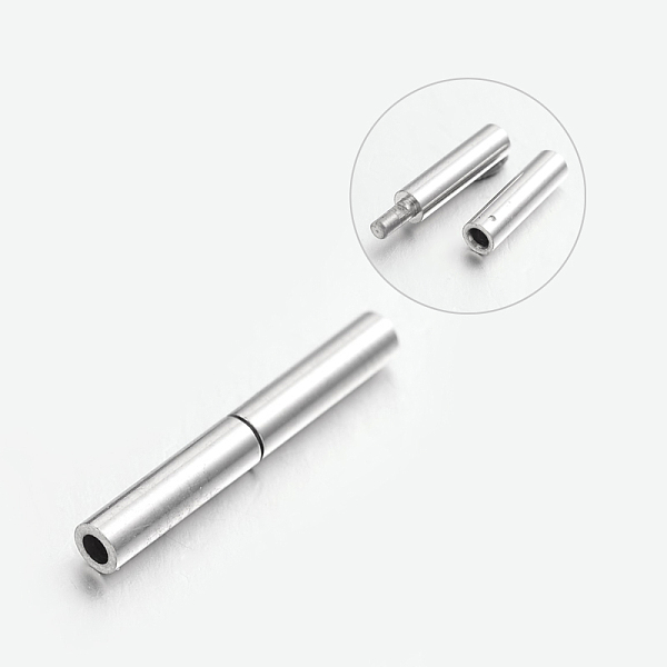 

PandaHall 304 Stainless Steel Bayonet Clasps, Column, Stainless Steel Color, 21x2.5mm, Hole: 1.5mm 304 Stainless Steel
