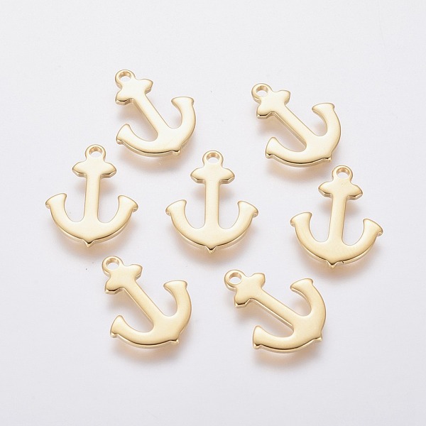 

PandaHall 201 Stainless Steel Pendants, Anchor, Golden, 16x13x1mm, Hole: 1.5mm 201 Stainless Steel Anchor & Helm
