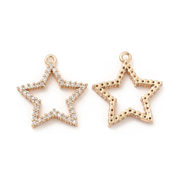 

PandaHall Brass Micro Pave Cubic Zirconia Pendants, Golden, Star Charms, Clear, 20.5x19x2.5mm, Hole: 1.2mm Brass+Cubic Zirconia Star Clear