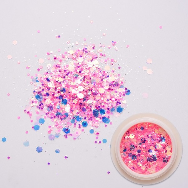

PandaHall Shiny Nail Art Glitter Flakes, Holographic Nail Sequins Hexagon Iridescent Chameleon Powder, for DIY Design Manicure, Deep Pink...