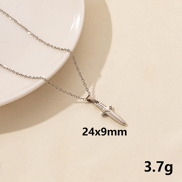 

PandaHall Vintage Stainless Steel Sword Pendant Necklaces for Women, Collarbone Chain Jewelry Stainless Steel