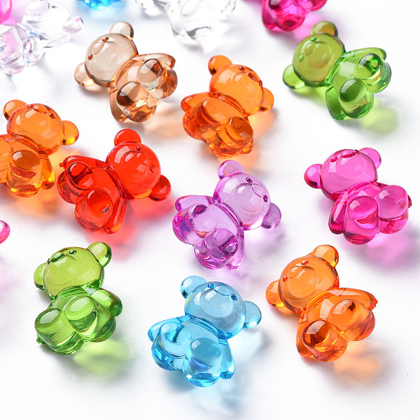 

PandaHall Transparent Acrylic Beads, Top Drilled Beads, Bear, Mixed Color, 18.5x15.5x11mm, about 320pcs/500g Acrylic Bear Multicolor