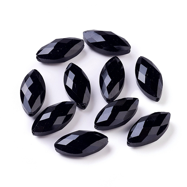 

PandaHall Crystal Glass Horse Eye Beads, Faceted, Black, 25x12x8mm, Hole: 1mm Glass Horse Eye Black