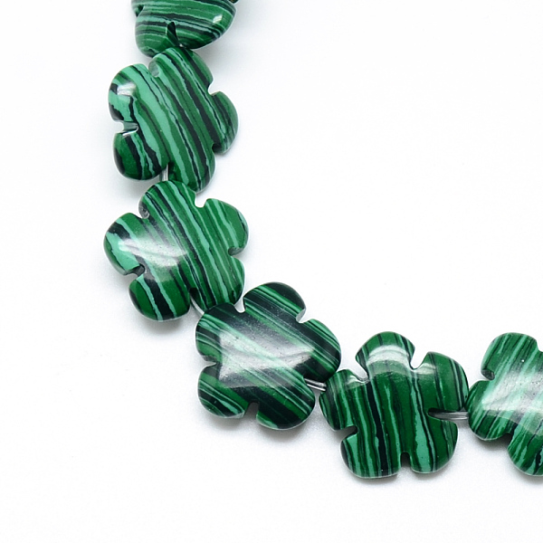 

PandaHall Synthetic Malachite Bead Strands, Flower, 15.5~16x16x6mm, Hole: 1mm, about 25pcs/strand, 15.1 inch Malachite Flower