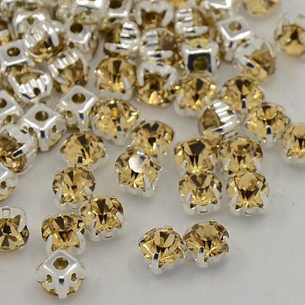 

PandaHall Sew on Rhinestone, Grade A Glass Rhinestone, with Brass Prong Settings, Garments Accessories, Silver Color Plated Metal Color..., Yellow