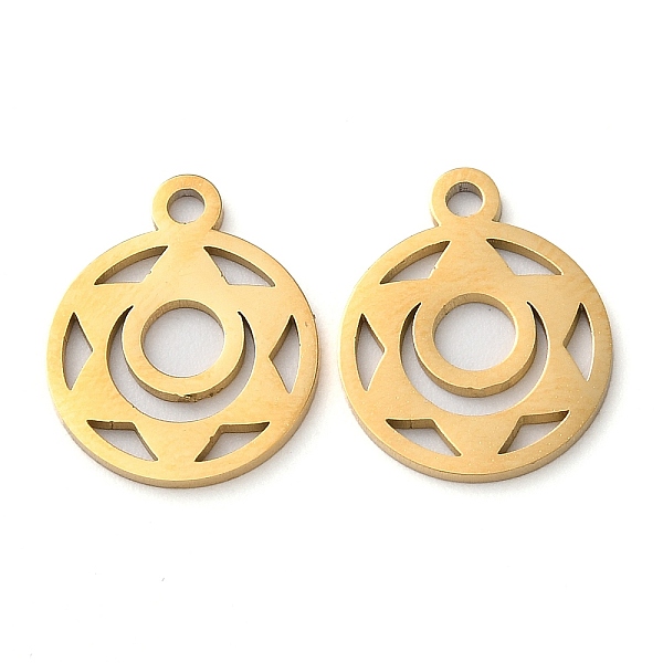 

PandaHall Ion Plating(IP) Chakra Theme 304 Stainless Steel Charms, Manual Polishing, Svadhisthana Chakra, Golden, 14.5x12x1mm, Hole: 1.6mm...