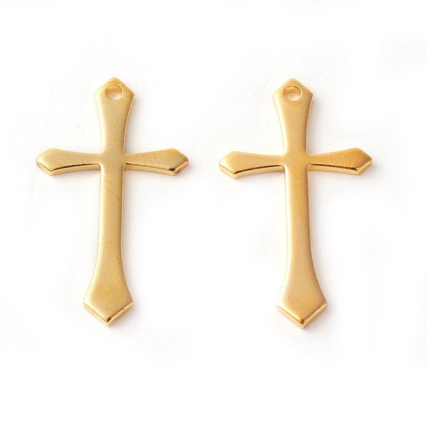 

PandaHall Brass Pendants, Rack Plating, Cross, Golden, 24x13x1mm, Hole: 1mm Brass Cross