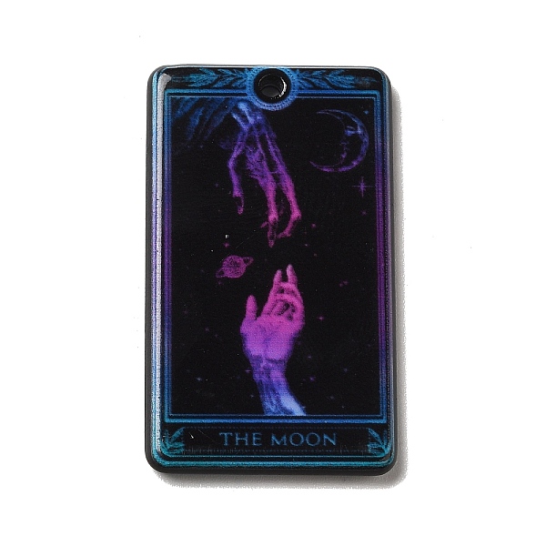 

PandaHall Double-sided Printed Acrylic Pendants, Halloween Theme, Tarot with The Moon, Tarot, 39x22.5~27x3.5mm, Hole: 1.5mm Acrylic Tarot