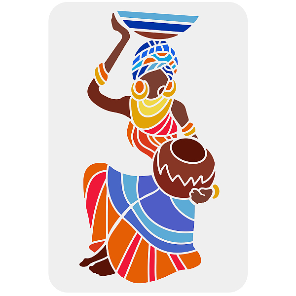 

PandaHall FINGERINSPIRE African Girl Stencils 29.7x21cm Lady Silhouette Drawing Stencils Templates African Tribal Decoration Stencils for...