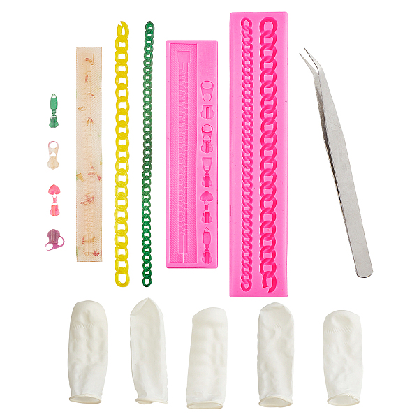 PandaHall AHANDMAKER Chain Shape Fondant Molds, Food Grade Silicone Molds, with Disposable Latex Finger Cots and 304 Stainless Steel Beading...