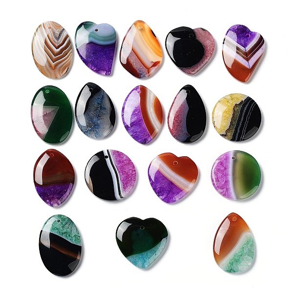 

PandaHall Natural Agate Dyed Pendants, Two Tone Charms, Mixed Shapes, Mixed Color, 36~44.5x30~37.5x6.5~7.5mm, Hole: 2.5mm Natural Agate..., Multicolor