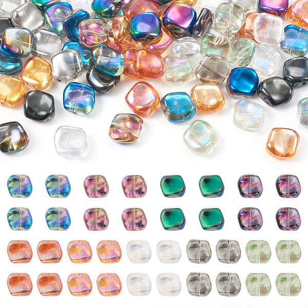 

PandaHall 64pcs 8 colors Electroplate Transparent Glass Beads, AB Color, Twisted Square, Mixed Color, 11.5~12x10.5~11x5mm, Hole: 1.2mm..., Multicolor