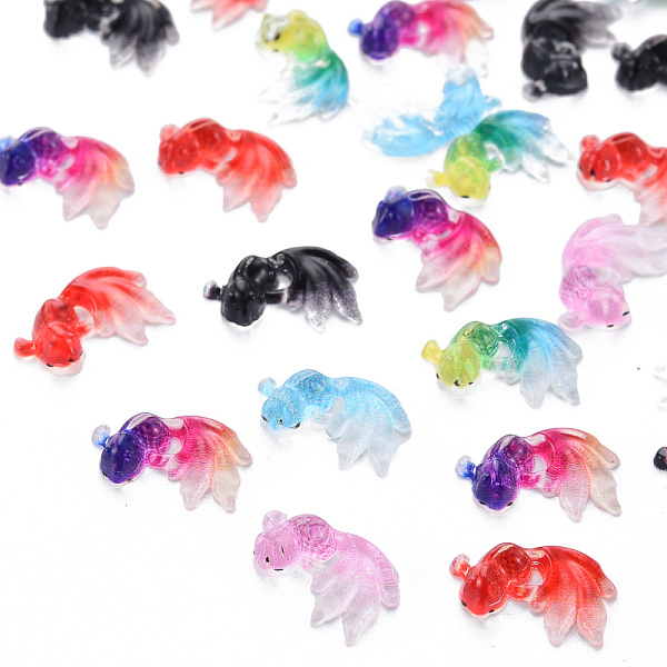 

PandaHall Translucent Resin Cabochons, Two Tone, Fish, Mixed Color, 10.5x7.5x3mm Resin Fish Multicolor