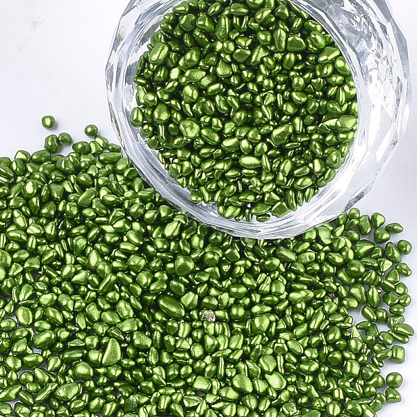 PandaHall Baking Painted Glass Beads, For Nail Art Decoration Accessories, No Hole/Undrilled, Chips, Green, 1.5~5x1.5~2x1.5~2mm, about...