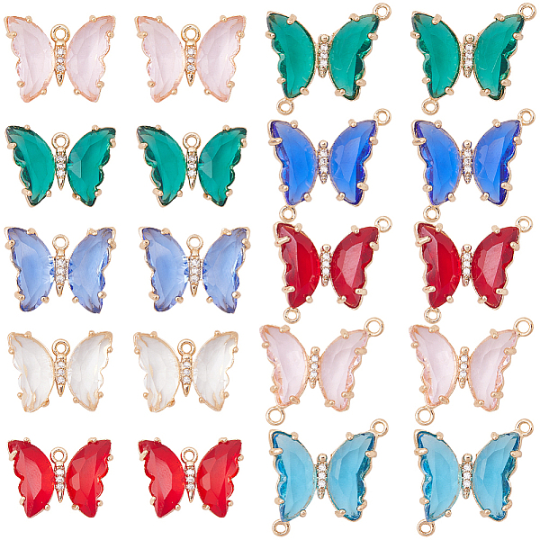 

PandaHall SUNNYCLUE DIY Butterfly Jewelry Making Finding Kit, Including 20Pcs 4 Style Brass Glass Connector Charms & Pendants, Mixed Color..., Multicolor