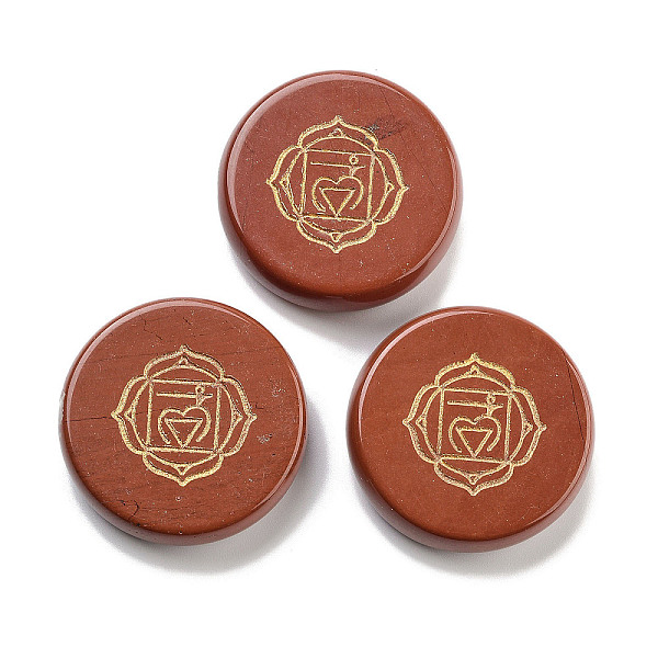 

PandaHall Natural Red Jasper Flat Round with Chakra Sign Figurines Display Decorations, for Home Office Desktop Ornaments, 40x11mm Red...