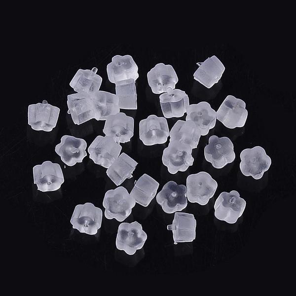 

PandaHall Plastic Ear Nuts, Earring Backs, Clear, 4x4x2.5mm, Hole: 0.5mm, about 465pcs/20g Plastic Flower Clear