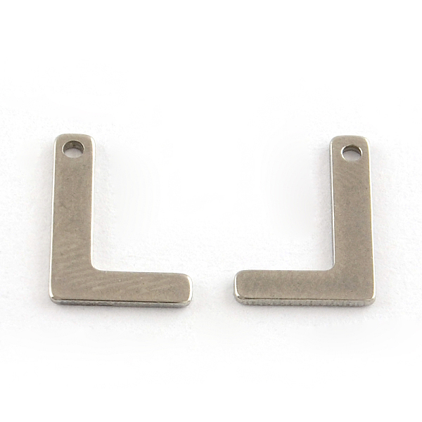 

PandaHall 201 Stainless Steel Letter Charms, Letter.L, 11x5.5~12x0.5mm, Hole: 1mm 201 Stainless Steel Letter L