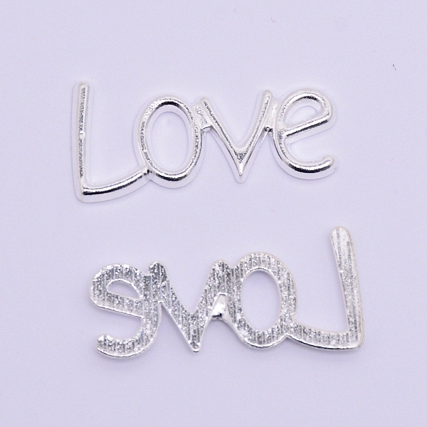 

PandaHall Alloy Cabochons, Word with Love, Cadmium Free & Lead Free, Platinum, 13x32x2mm Alloy Word