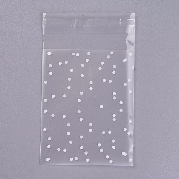 

PandaHall Printed Plastic Bags, with Adhesive, Frosted, Clear, 13x8cm, 100pcs/bag Plastic Polka Dot Clear