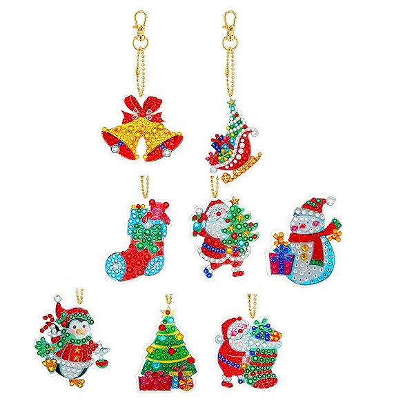 

PandaHall Christmas Theme DIY Diamond Painting Keychain Kit, Including Acrylic Board, Keychain Clasp, Bead Chain, Resin Rhinestones Bag...