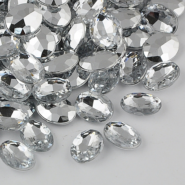 

PandaHall Taiwan Acrylic Rhinestone Cabochons, Pointed Back Rhinestone, Faceted, Oval, Clear, 14x10x4mm Acrylic Rhinestone Oval Clear