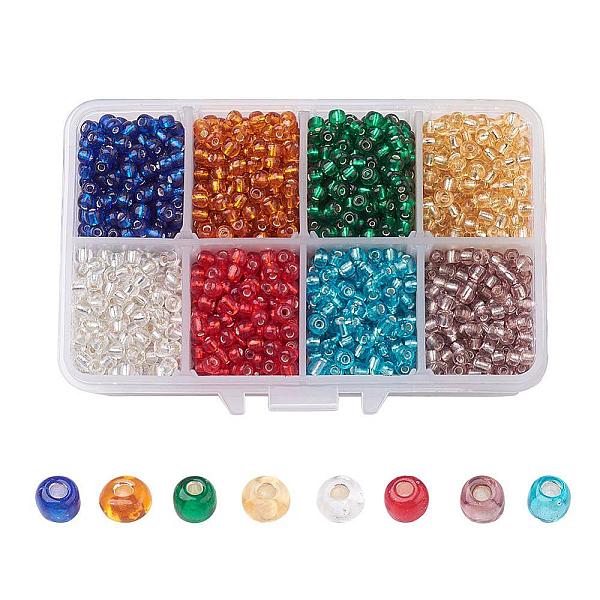 

PandaHall 1 Box 6/0 Glass Seed Beads Silver Lined Round Hole Loose Spacer Beads, Mixed Color, 4mm, Hole: 1mm, about 1900pcs/box Glass..., Multicolor