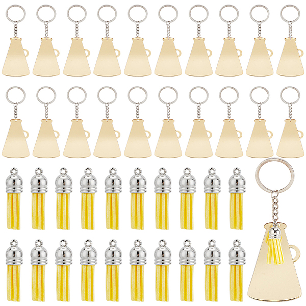 

PandaHall DIY Blank Keychain Making Kit, Including Speaker Acrylic Pendant Keychain with Iron Finding, Faux Suede Tassel Pendant..., Gold