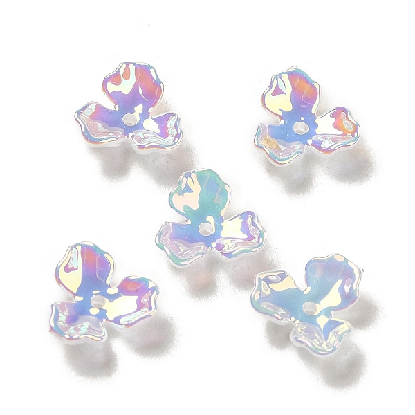 

PandaHall Plating Opaque Acrylic Bead Cap, 3-Petal Flower, Colorful, 11.5x11x3.7mm, Hole: 1.2mm Acrylic