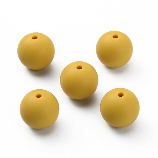 

PandaHall Silicone Beads, Round, Goldenrod, 14.5~15mm, Hole: 2.2mm Silicone Round Gold