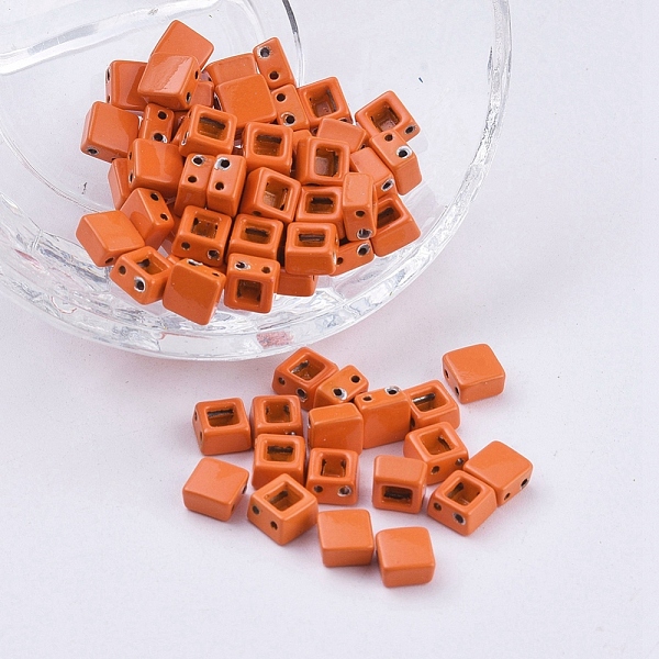 

PandaHall Alloy Multi-Strand Links, Spray Painted, Square, Orange Red, 6x6x4mm, Hole: 0.8mm Alloy Square Red