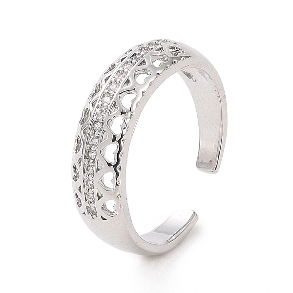 

PandaHall Clear Cubic Zirconia Hollow Out Heart Open Cuff Ring, Brass Jewelry for Women, Platinum, Inner Diameter: 17mm Brass+Cubic Zirconia...