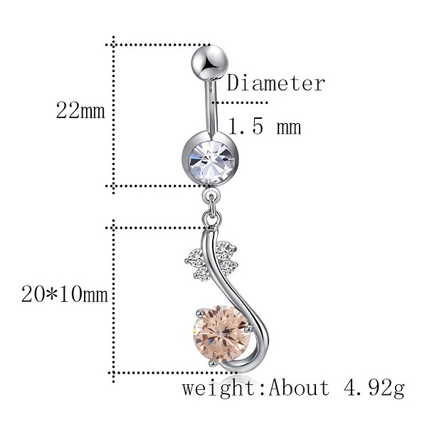 

PandaHall Brass Cubic Zirconia Navel Ring, Belly Rings, with 304 Stainless Steel Bar, Cadmium Free & Lead Free, Flower, Bisque, 47mm, Bar..., Orange