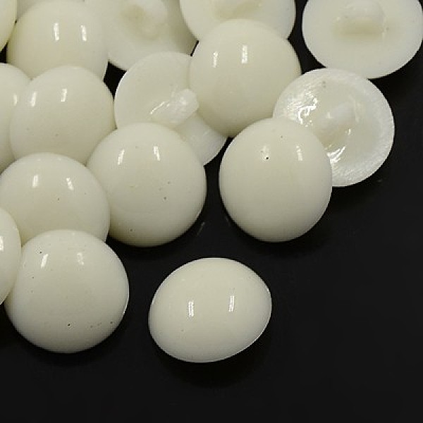 PandaHall Acrylic Dome Shank Buttons, 1-Hole, Dyed, Half Round, White, 18x6mm, Hole: 3mm Acrylic Half Round White