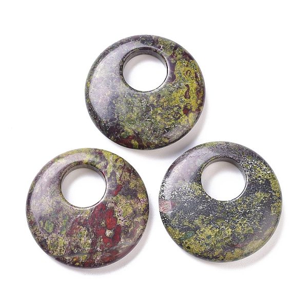 

PandaHall Natural Dragon Blood Pendants, Flat Round, 40~41x8~9mm, Hole: 12~15mm Dragon Blood Flat Round