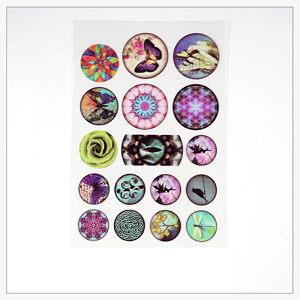 

PandaHall Filler Stickers(No Adhesive on the back), for UV Resin, Epoxy Resin Jewelry Craft Making, Colorful, 15x10cm Plastic Flat Round