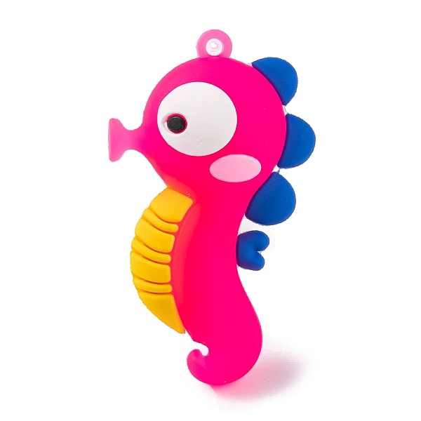 

PandaHall PVC Plastic Pendants, Sea Horse, Deep Pink, 60x35x26mm, Hole: 3mm PVC Sea Horse