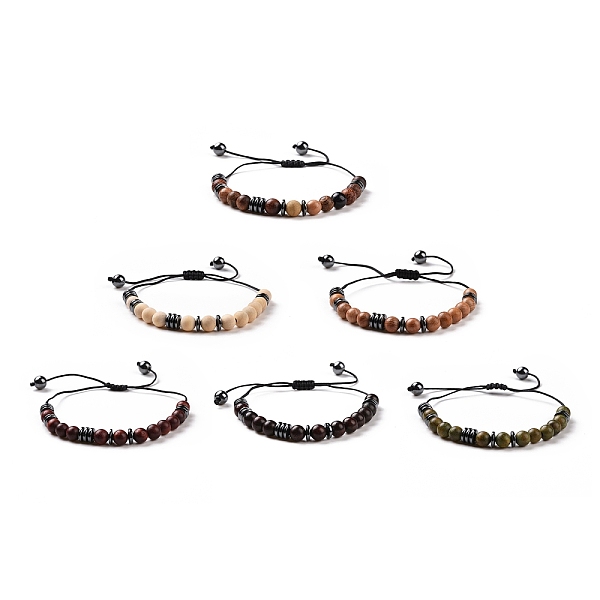 

PandaHall 4Pcs Wood and Non-Magnetic Synthetic Hematite Braided Bead Bracelets Set, Morse Code I Love You Jewelry for Women Men, Mixed Color..., Multicolor
