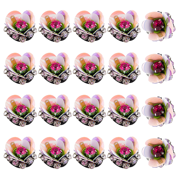 

PandaHall Cloth & Rhinestone Flower Ornament Accessories, Sew On Patches, Appliques, Colorful, 22x15mm Cloth Flower