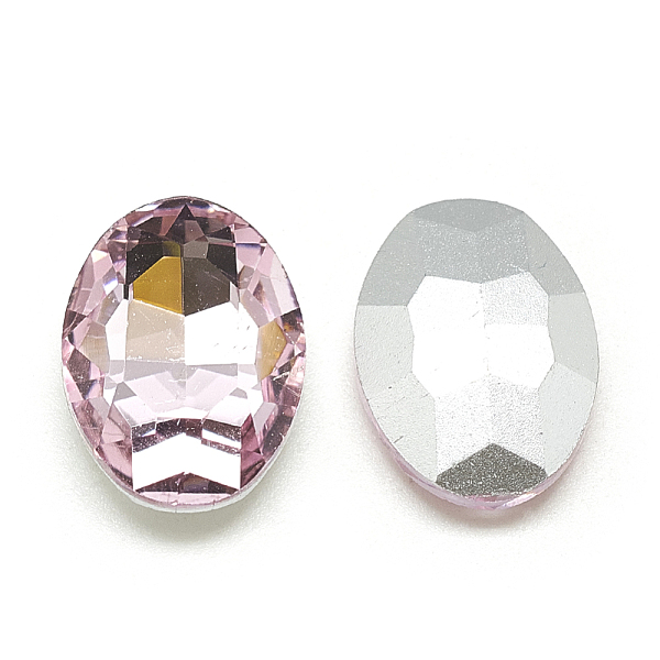 

PandaHall Pointed Back Glass Rhinestone Cabochons, Back Plated, Faceted, Oval, Light Rose, 25x18x6mm Glass Rhinestone Oval Pink