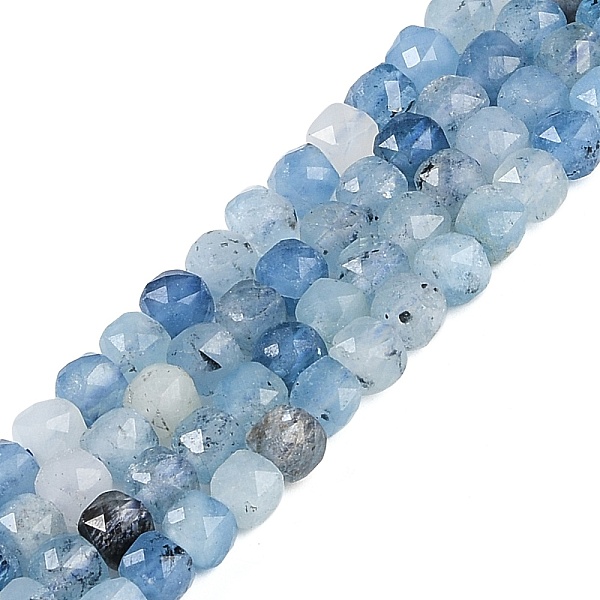 

PandaHall Natural Devil Blue Aquamarine Beads Strands, Faceted, Cube, 4x4mm, Hole: 0.8mm, about 97pcs/strand, 15.35 inch(39cm) Aquamarine...