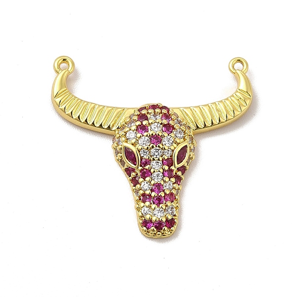 

PandaHall Rack Plating Brass Micro Pave Cubic Zirconia Connector Charms, Cadmium Free & Lead Free, Long-Lasting Plated, Cattle Head Links..., Pink