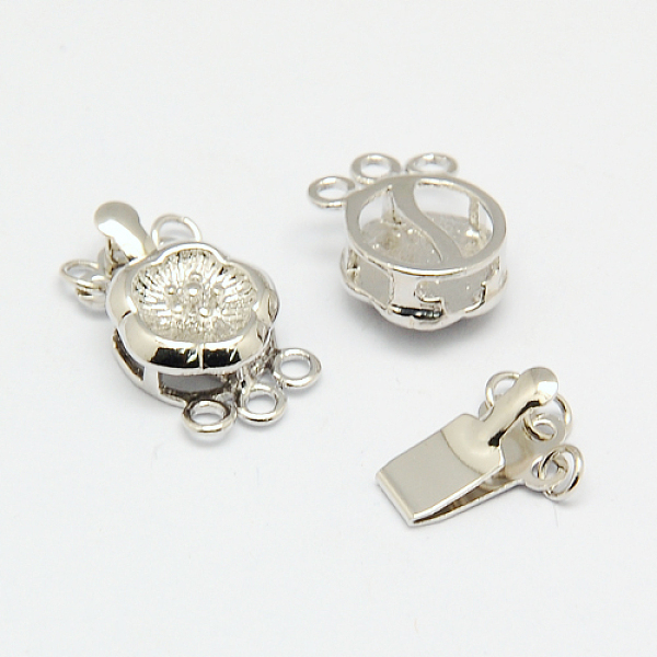 

PandaHall Brass Multi-Strand Box Clasps, Nickel Free, Flower, Platinum, 18x11x6mm, Hole: 2mm Brass Flower
