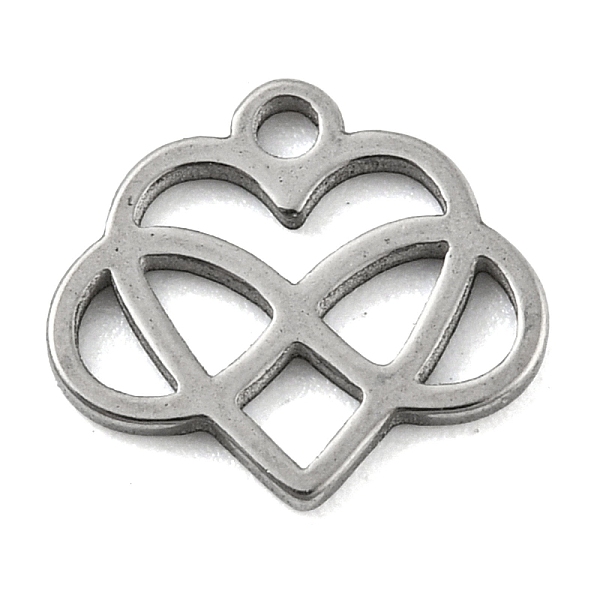 

PandaHall Laser Cut 304 Stainless Steel Charms, Heart with Infinity Charms, Stainless Steel Color, 9x10x1mm, Hole: 1.2mm 304 Stainless Steel...