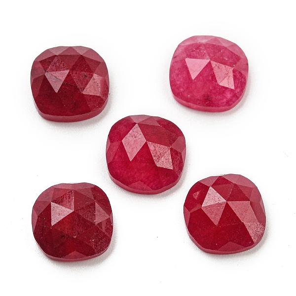 

PandaHall Natural Jade Cabochons, Dyed, Faceted Square, 8x8x4mm Jade Square