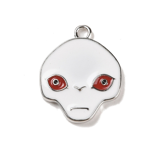 

PandaHall Alloy Enamel Pendants, Alien Skull Charm, Platinum, White, 25~25.5x18~20x2.5mm, Hole: 2mm Alloy+Enamel Skull White
