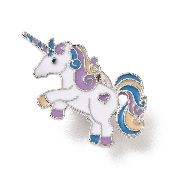 

PandaHall Unicorn Enamel Pin, Platinum Plated Alloy Badge for Backpack Clothes, Colorful, 18x34x1.5mm Alloy+Enamel White